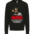 Start Talking About Fishing Funny Fisherman Mens Sweatshirt Jumper Black