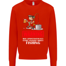Start Talking About Fishing Funny Fisherman Mens Sweatshirt Jumper Bright Red