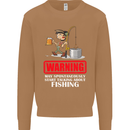 Start Talking About Fishing Funny Fisherman Mens Sweatshirt Jumper Caramel Latte