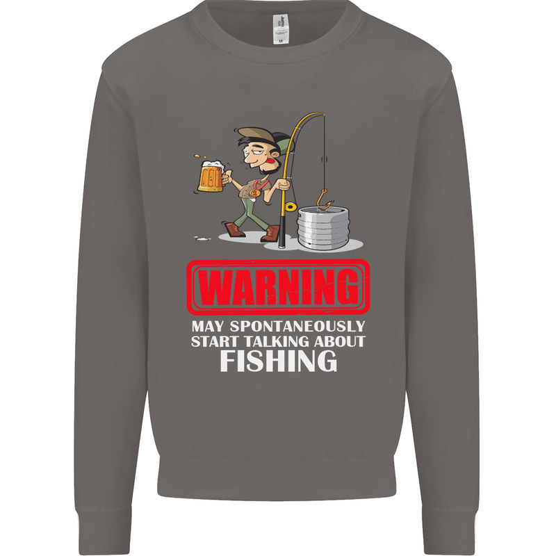 Start Talking About Fishing Funny Fisherman Mens Sweatshirt Jumper Charcoal