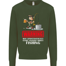 Start Talking About Fishing Funny Fisherman Mens Sweatshirt Jumper Forest Green