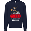 Start Talking About Fishing Funny Fisherman Mens Sweatshirt Jumper Navy Blue
