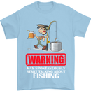 Start Talking About Fishing Funny Fisherman Mens T-Shirt Cotton Gildan Light Blue