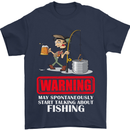 Start Talking About Fishing Funny Fisherman Mens T-Shirt Cotton Gildan Navy Blue