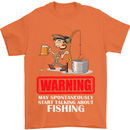 Start Talking About Fishing Funny Fisherman Mens T-Shirt Cotton Gildan Orange