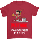 Start Talking About Fishing Funny Fisherman Mens T-Shirt Cotton Gildan Red