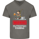 Start Talking About Fishing Funny Fisherman Mens V-Neck Cotton T-Shirt Charcoal
