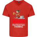 Start Talking About Fishing Funny Fisherman Mens V-Neck Cotton T-Shirt Red