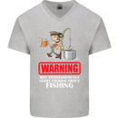 Start Talking About Fishing Funny Fisherman Mens V-Neck Cotton T-Shirt Sports Grey