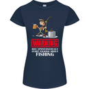 Start Talking About Fishing Funny Fisherman Womens Petite Cut T-Shirt Navy Blue