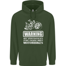 Start Talking About Motorbikes Funny Biker Childrens Kids Hoodie Forest Green
