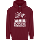 Start Talking About Motorbikes Funny Biker Childrens Kids Hoodie Maroon