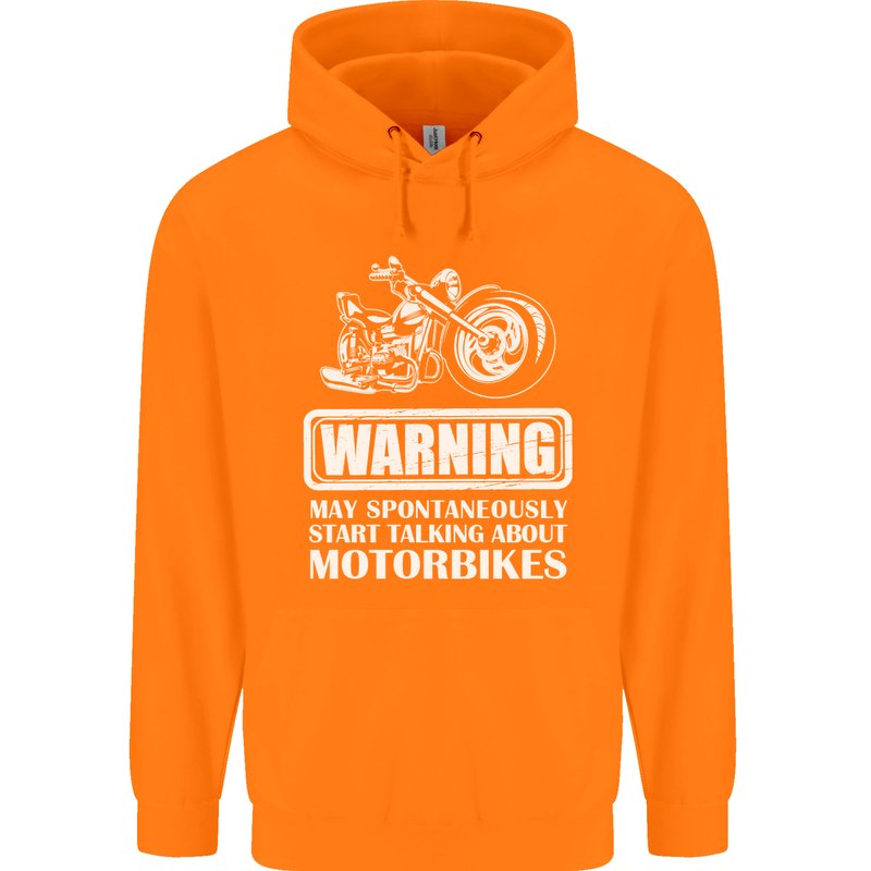 Start Talking About Motorbikes Funny Biker Childrens Kids Hoodie Orange