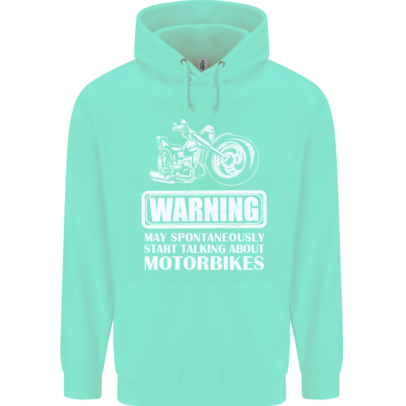 Start Talking About Motorbikes Funny Biker Childrens Kids Hoodie Peppermint