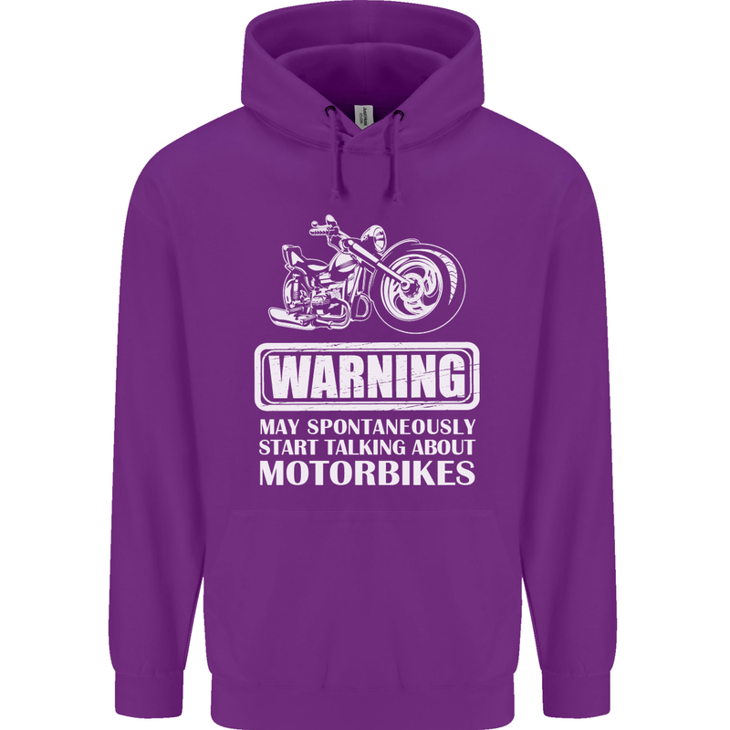 Start Talking About Motorbikes Funny Biker Childrens Kids Hoodie Purple