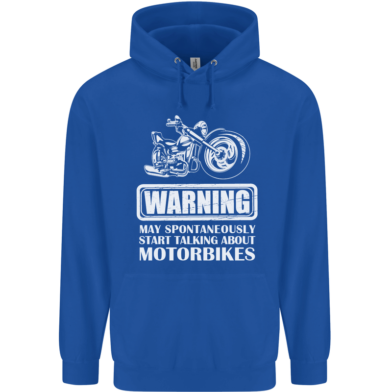 Start Talking About Motorbikes Funny Biker Childrens Kids Hoodie Royal Blue