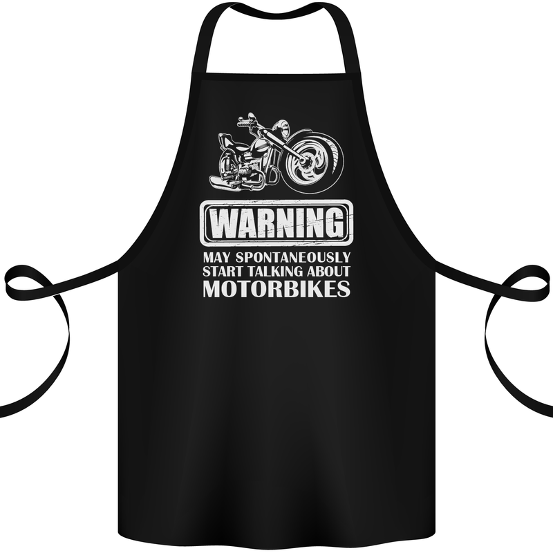 Start Talking About Motorbikes Funny Biker Cotton Apron 100% Organic Black
