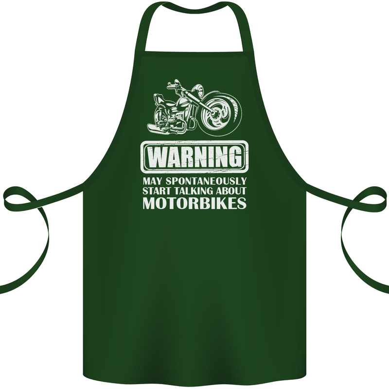 Start Talking About Motorbikes Funny Biker Cotton Apron 100% Organic Forest Green