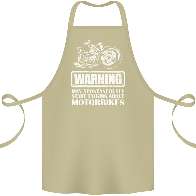 Start Talking About Motorbikes Funny Biker Cotton Apron 100% Organic Khaki