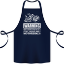 Start Talking About Motorbikes Funny Biker Cotton Apron 100% Organic Navy Blue