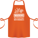 Start Talking About Motorbikes Funny Biker Cotton Apron 100% Organic Orange