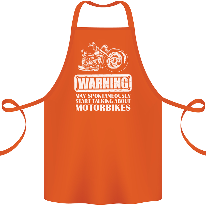 Start Talking About Motorbikes Funny Biker Cotton Apron 100% Organic Orange