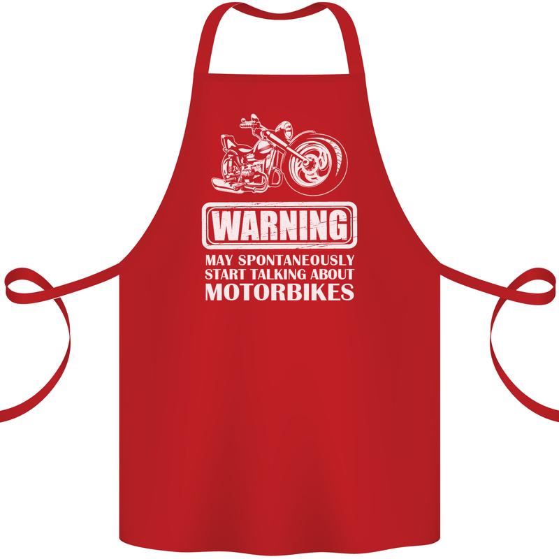 Start Talking About Motorbikes Funny Biker Cotton Apron 100% Organic Red