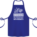 Start Talking About Motorbikes Funny Biker Cotton Apron 100% Organic Royal Blue