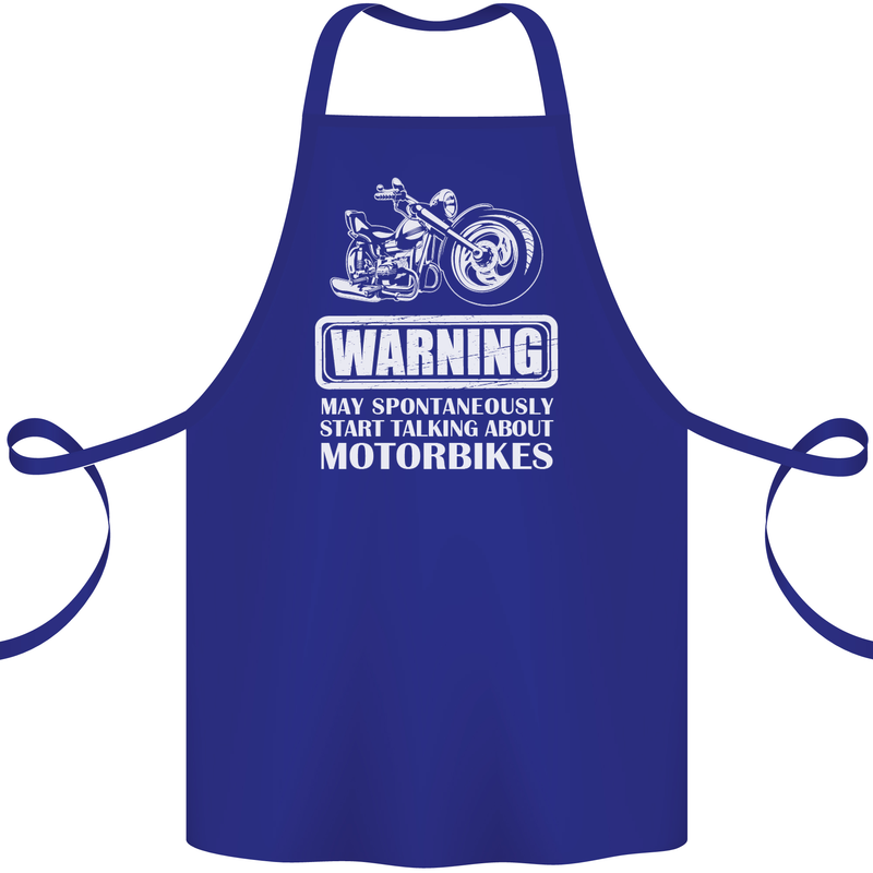 Start Talking About Motorbikes Funny Biker Cotton Apron 100% Organic Royal Blue
