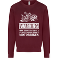 Start Talking About Motorbikes Funny Biker Kids Sweatshirt Jumper Maroon