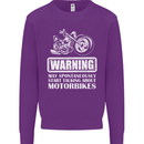 Start Talking About Motorbikes Funny Biker Kids Sweatshirt Jumper Purple