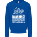 Start Talking About Motorbikes Funny Biker Kids Sweatshirt Jumper Royal Blue