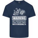 Start Talking About Motorbikes Funny Biker Kids T-Shirt Childrens Navy Blue