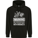 Start Talking About Motorbikes Funny Biker Mens 80% Cotton Hoodie Black
