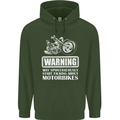 Start Talking About Motorbikes Funny Biker Mens 80% Cotton Hoodie Forest Green