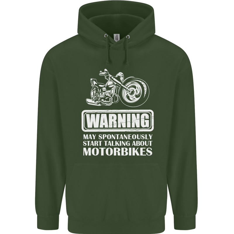 Start Talking About Motorbikes Funny Biker Mens 80% Cotton Hoodie Forest Green