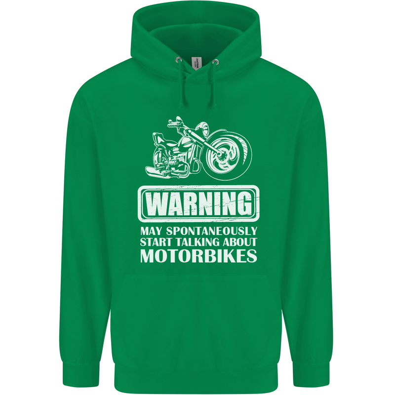 Start Talking About Motorbikes Funny Biker Mens 80% Cotton Hoodie Irish Green