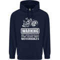 Start Talking About Motorbikes Funny Biker Mens 80% Cotton Hoodie Navy Blue
