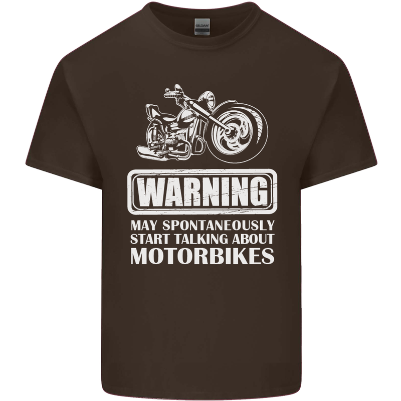 Start Talking About Motorbikes Funny Biker Mens Cotton T-Shirt Tee Top Dark Chocolate