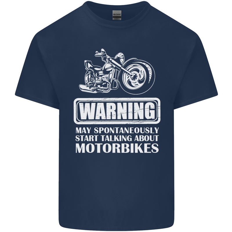 Start Talking About Motorbikes Funny Biker Mens Cotton T-Shirt Tee Top Navy Blue