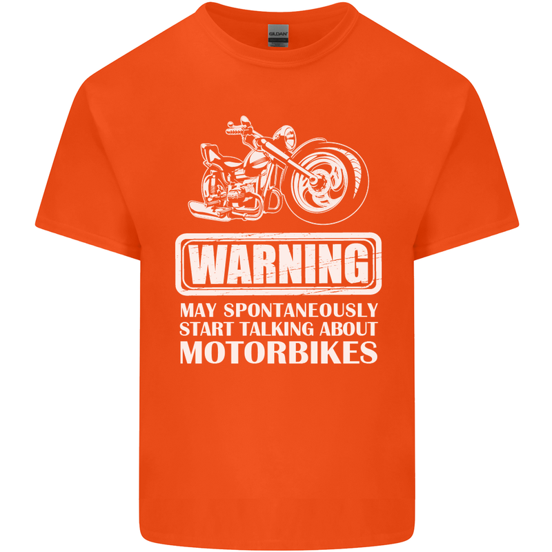 Start Talking About Motorbikes Funny Biker Mens Cotton T-Shirt Tee Top Orange