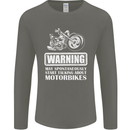 Start Talking About Motorbikes Funny Biker Mens Long Sleeve T-Shirt Charcoal