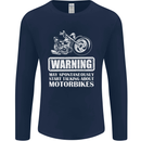 Start Talking About Motorbikes Funny Biker Mens Long Sleeve T-Shirt Navy Blue