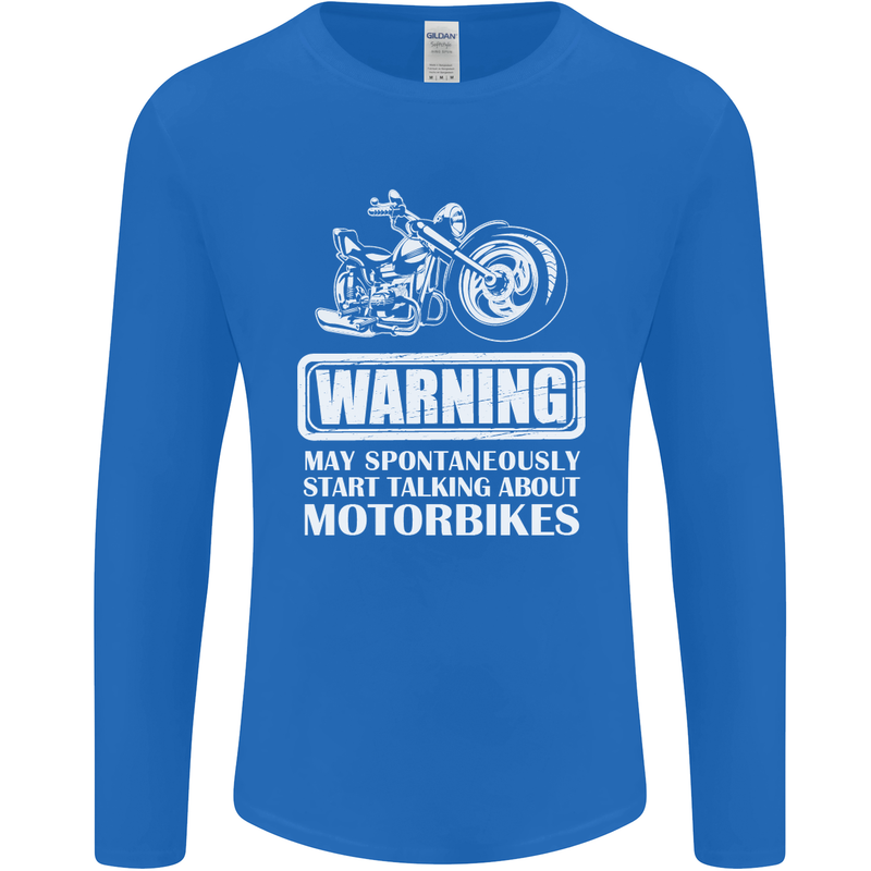 Start Talking About Motorbikes Funny Biker Mens Long Sleeve T-Shirt Royal Blue