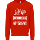 Start Talking About Motorbikes Funny Biker Mens Sweatshirt Jumper Bright Red