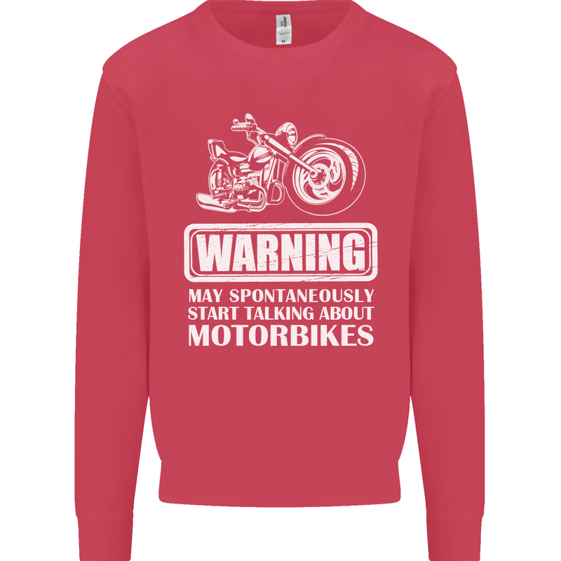 Start Talking About Motorbikes Funny Biker Mens Sweatshirt Jumper Heliconia