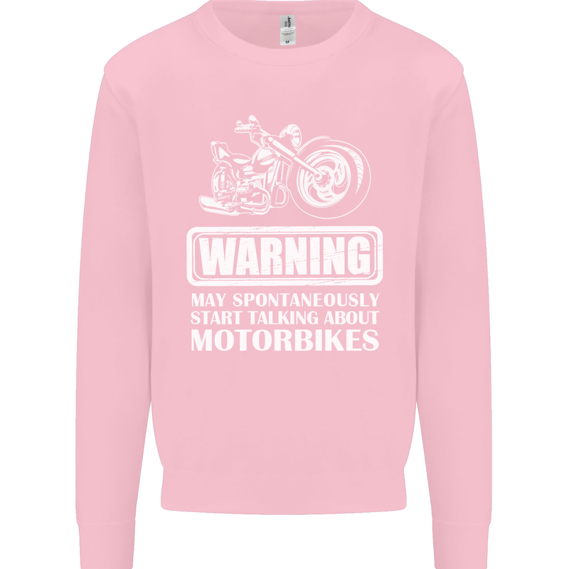 Start Talking About Motorbikes Funny Biker Mens Sweatshirt Jumper Light Pink