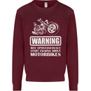 Start Talking About Motorbikes Funny Biker Mens Sweatshirt Jumper Maroon