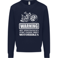 Start Talking About Motorbikes Funny Biker Mens Sweatshirt Jumper Navy Blue