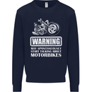 Start Talking About Motorbikes Funny Biker Mens Sweatshirt Jumper Navy Blue